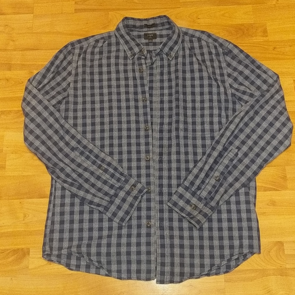 J. Crew - gingham blue plaid button up